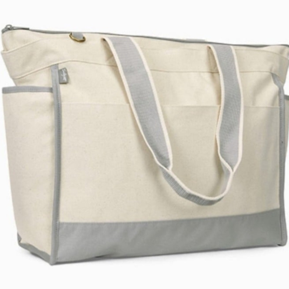 Thirty-One Canvas Boat Tote Whisper Grey